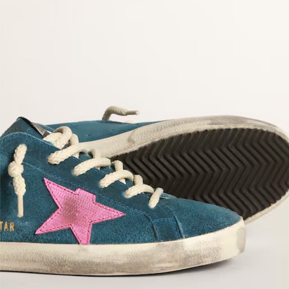 GOLDEN GOOSE Super-Star sneakers in blue suede with a pink star, size 38 - Picture 3 of 8